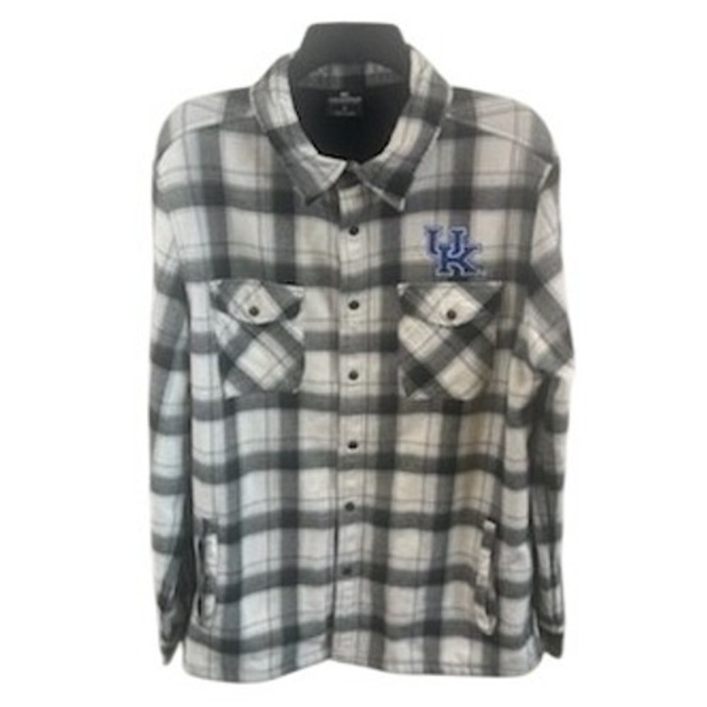 Colosseum Kentucky Wildcats Logo Flannel Shirt Mens Plaid Button Up Size Large - Picture 2 of 8